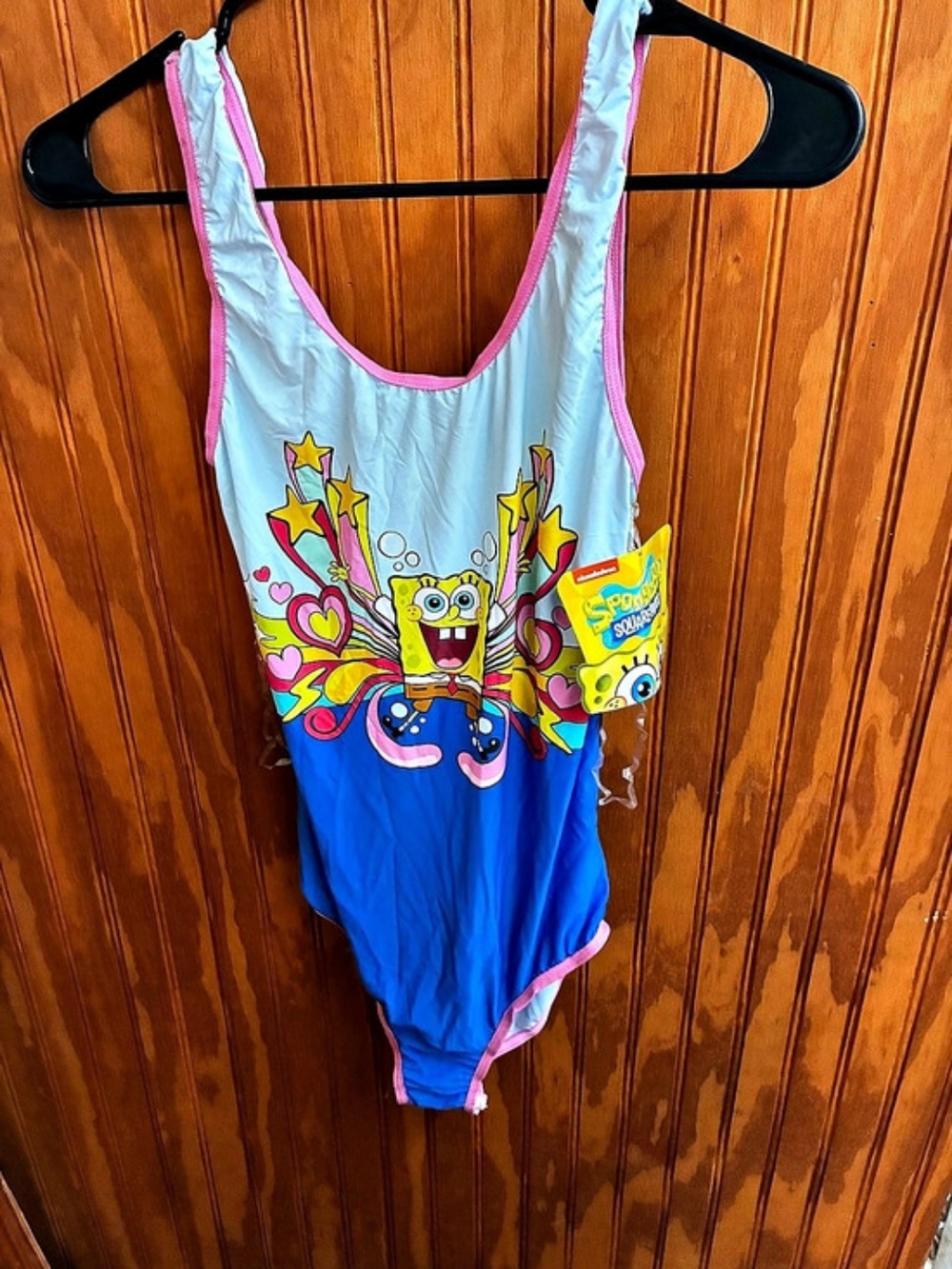 SpongeBob SquarePants one-piece swimsuit Girls Large Blue & Pink Swimsuit